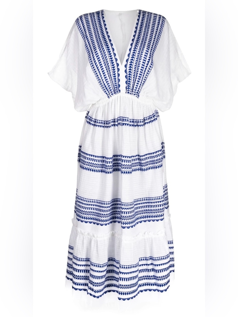 LemLem- Leila Plunge Dress in Yani Blue